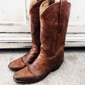 Dan Post Cottonwood Brown Leather Cowboy Boots - Mens Size 7.5
